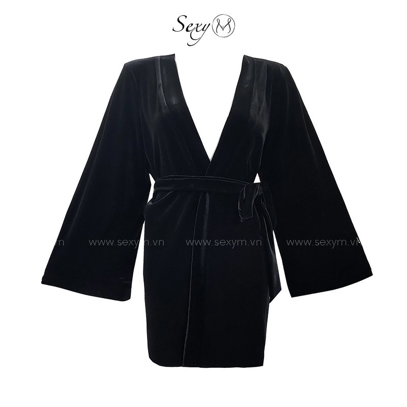 Set Áo Choàng Lụa Quần Đùi Áo Croptop Ren SLQN03 Sexy M