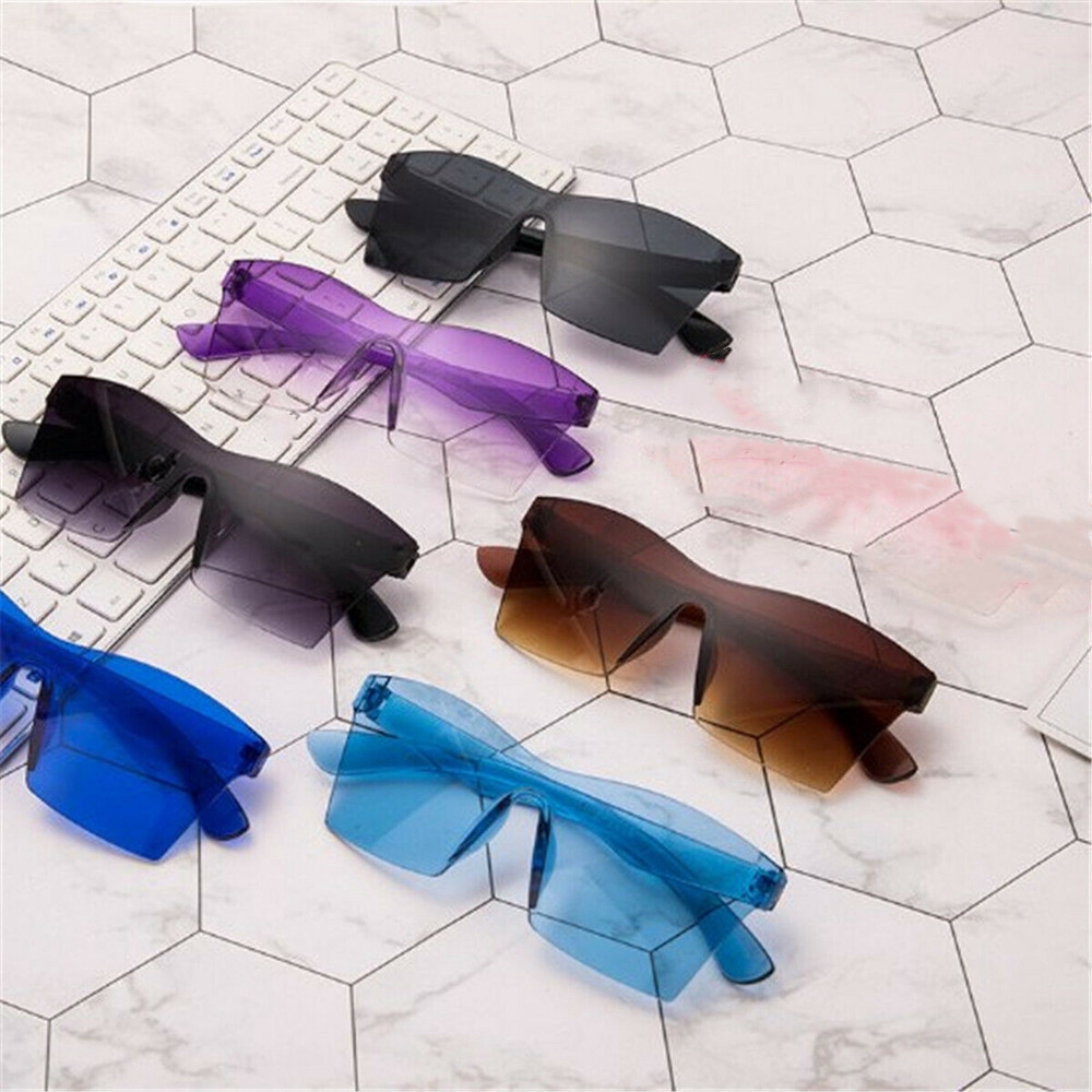 2020 Hot Fashion Women Girl Square Frameless Sunglasses Big Large Rimless Glasses Sunglasses