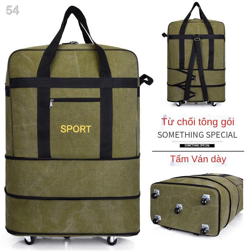 （Hộp kéo）Gấp không thấm nước 158 túi ký gửi hàng canvas hành lý dung tích lớn có bánh xe du lịch di chuyển