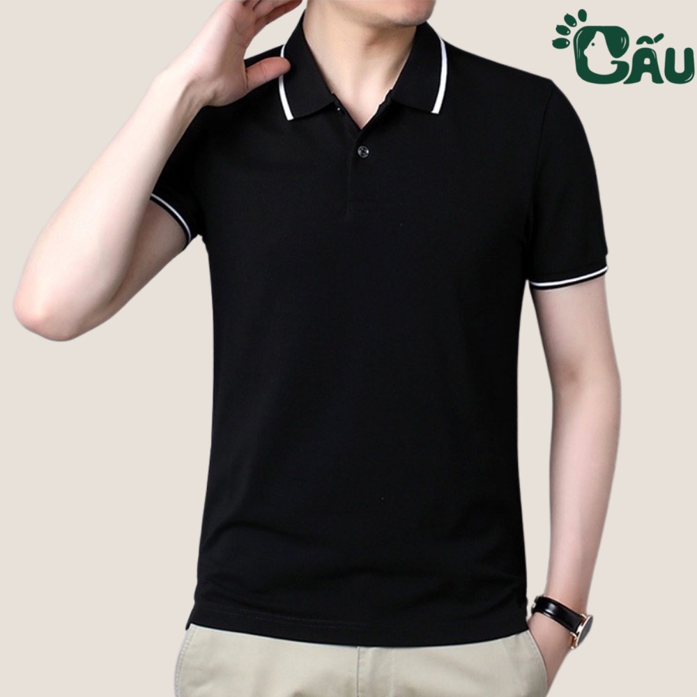 Áo thun Polo GẤU194 vải cá sấu Viền poly thoáng mát, co dãn 4 chiều, sang trọng lịch lãm, form gerular fit - 1 Sọc