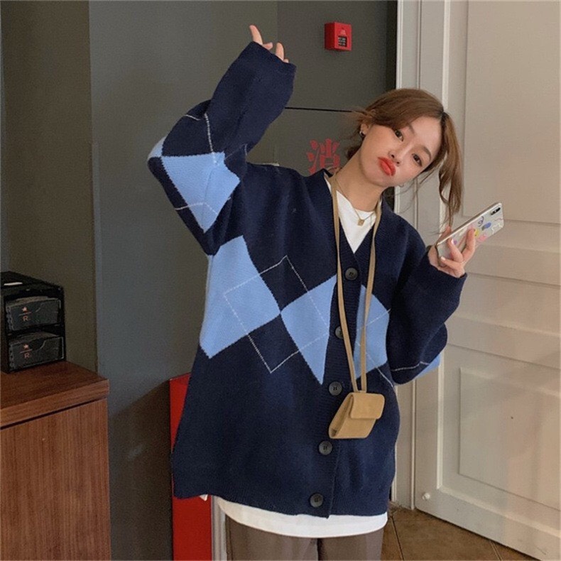 Áo khoác len nữ cadigan dệt kim phong cách Hàn Quốc Freesize V14 Delistore