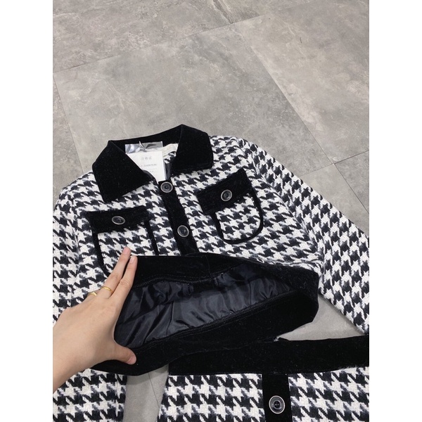 Set Dạ Lông Thỏ Ziczic Viền Nhung 2 Lớp