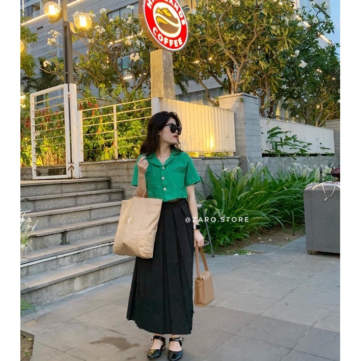 Áo blazer ngắn tay tweed [Hình shop chụp ]