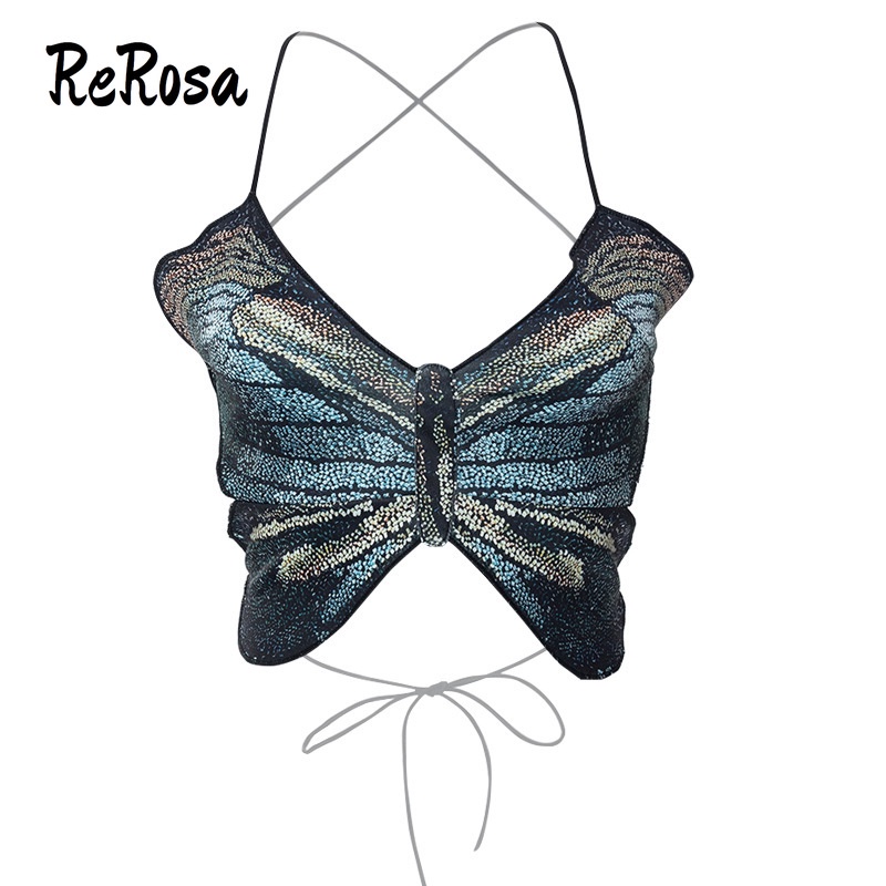 Áo Tank Top In Họa Tiết Bươm Bướm Thời Trang Xinh Xắn Cho Nữ