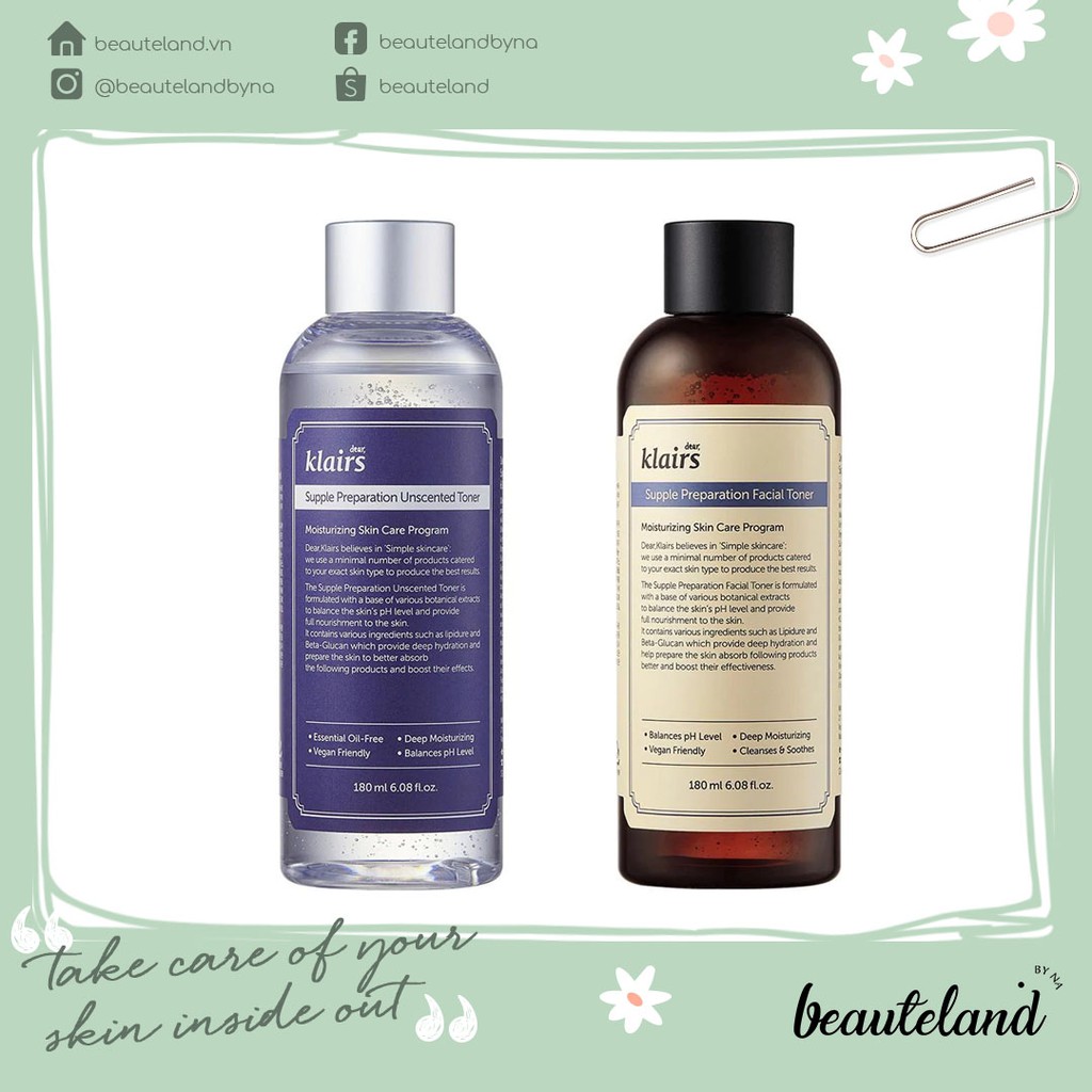 Nước hoa hồng Klairs Supple Preparation Unscented Facial Toner