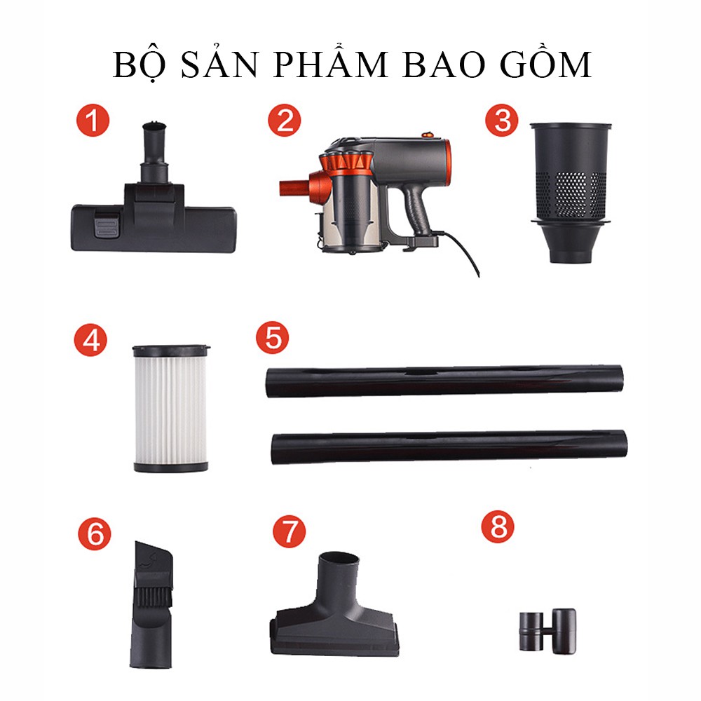 Máy hút bụi cầm tay - Máy hút bụi gia đình đa năng nhiều đầu hút phạm vi hoạt động rộng - Bảo hành 2 năm