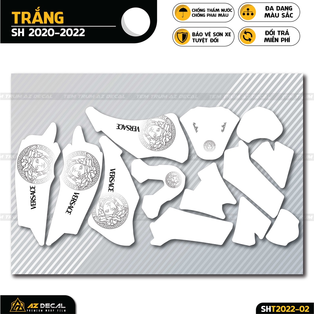 Tem Trùm SH Thiết Kế Versace Tinh Tế | SHT-02 | Decal Trùm Dán SH 2017 - 2019 - 2020 - 2021 - 2022 Chống Nước, Bền Màu
