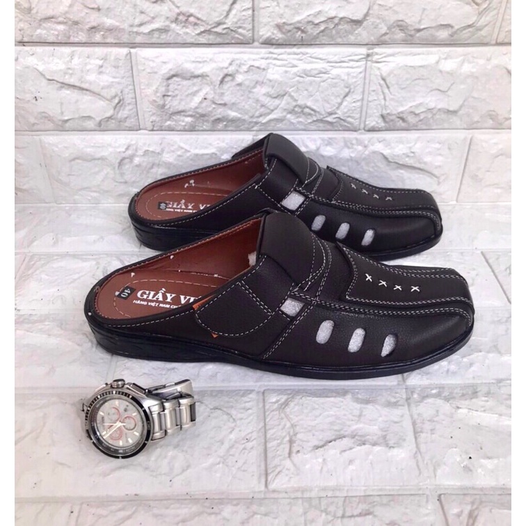 Giày không gót nam màu nâu..da mềm..có lổ thoáng mát..size từ 38-43..đế khâu sẵn rất chắc chắn