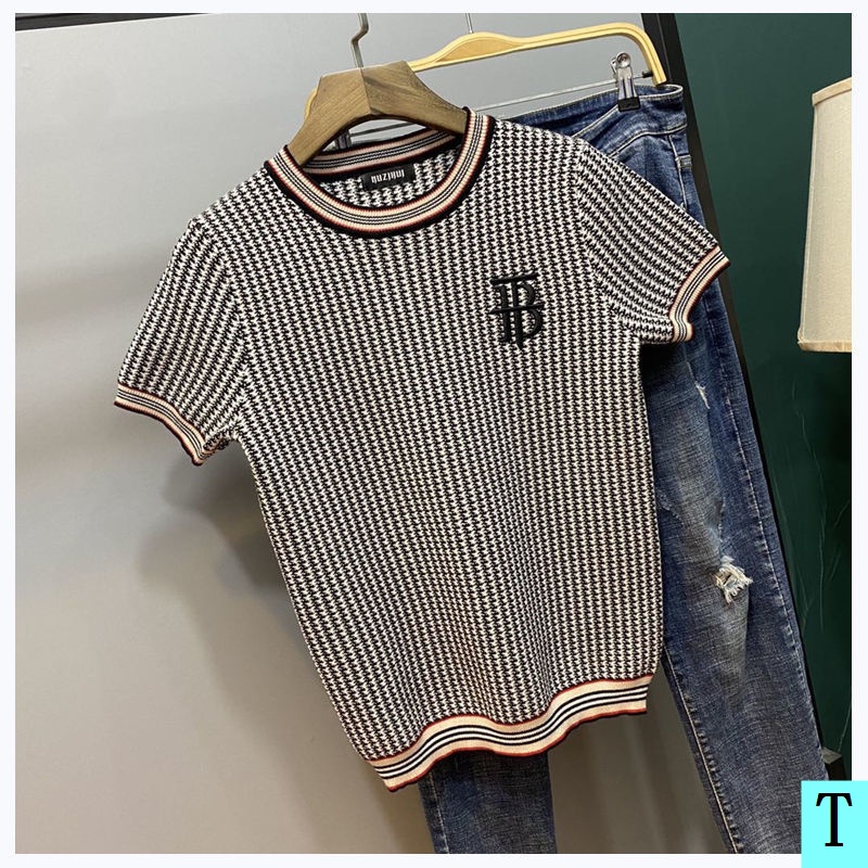 Áo Đá!Áo Thun Dệt Kim Tay Ngắn Cổ Tròn Khô Nhanh Size Lớn Phong Cách Mới Mùa Hè Cho Nam