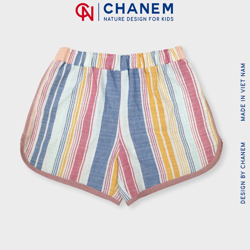 Quần đùi kẻ sọc Linen lượn gấu, dáng thể thao STRIPE SHORTS | CHANEM - Fashion Design For Kids