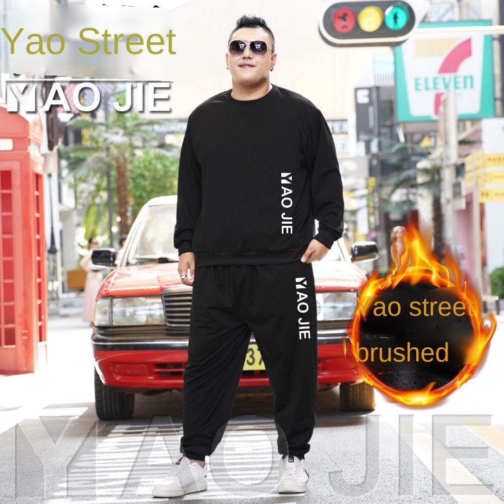 Bộ Áo Cổ Tròn + Áo Vest Plus Size Dáng Rộng Thời Trang Thu Đông Cho Nam