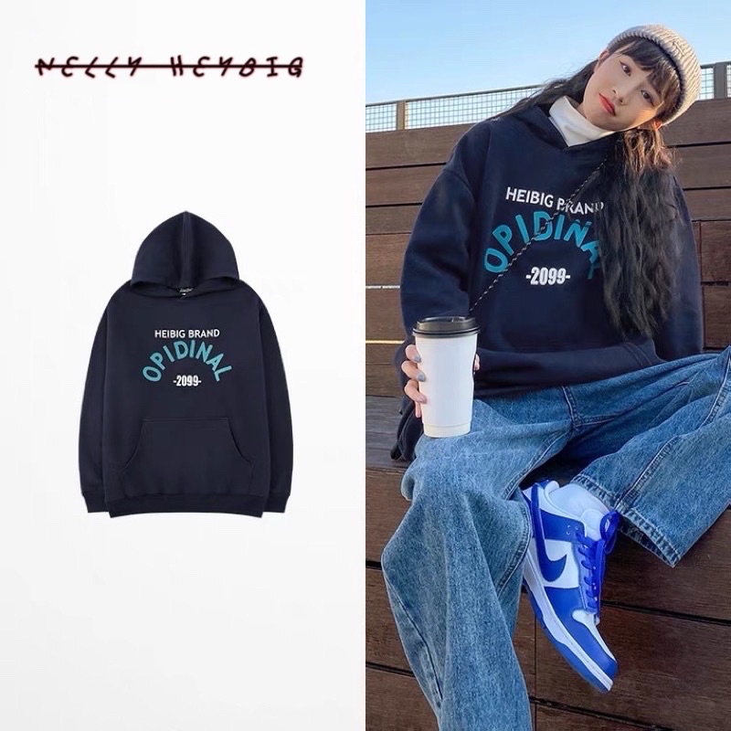 Áo hoodie nỉ bông  Nelly Heybig dáng unisex form rộng odi 24