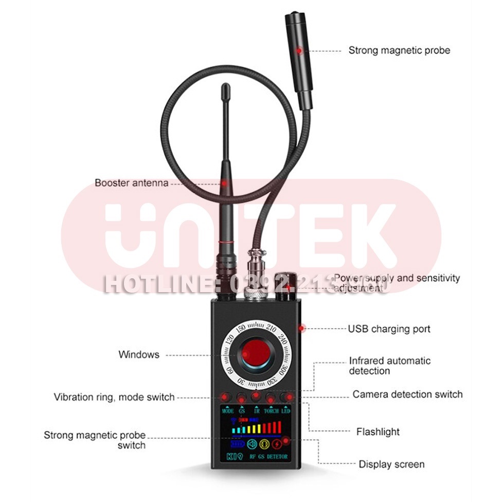 Máy Detector K19: chuyên Dò Phát Hiện Theo Dõi Camera, GPS, Định Vị - hàng chính hãng Detector K19