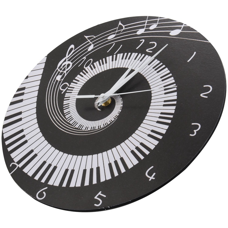 Đồng Hồ Treo Tường Hình Đàn Piano Thanh Lịch Không Dùng Pin Màu Trắng Đen