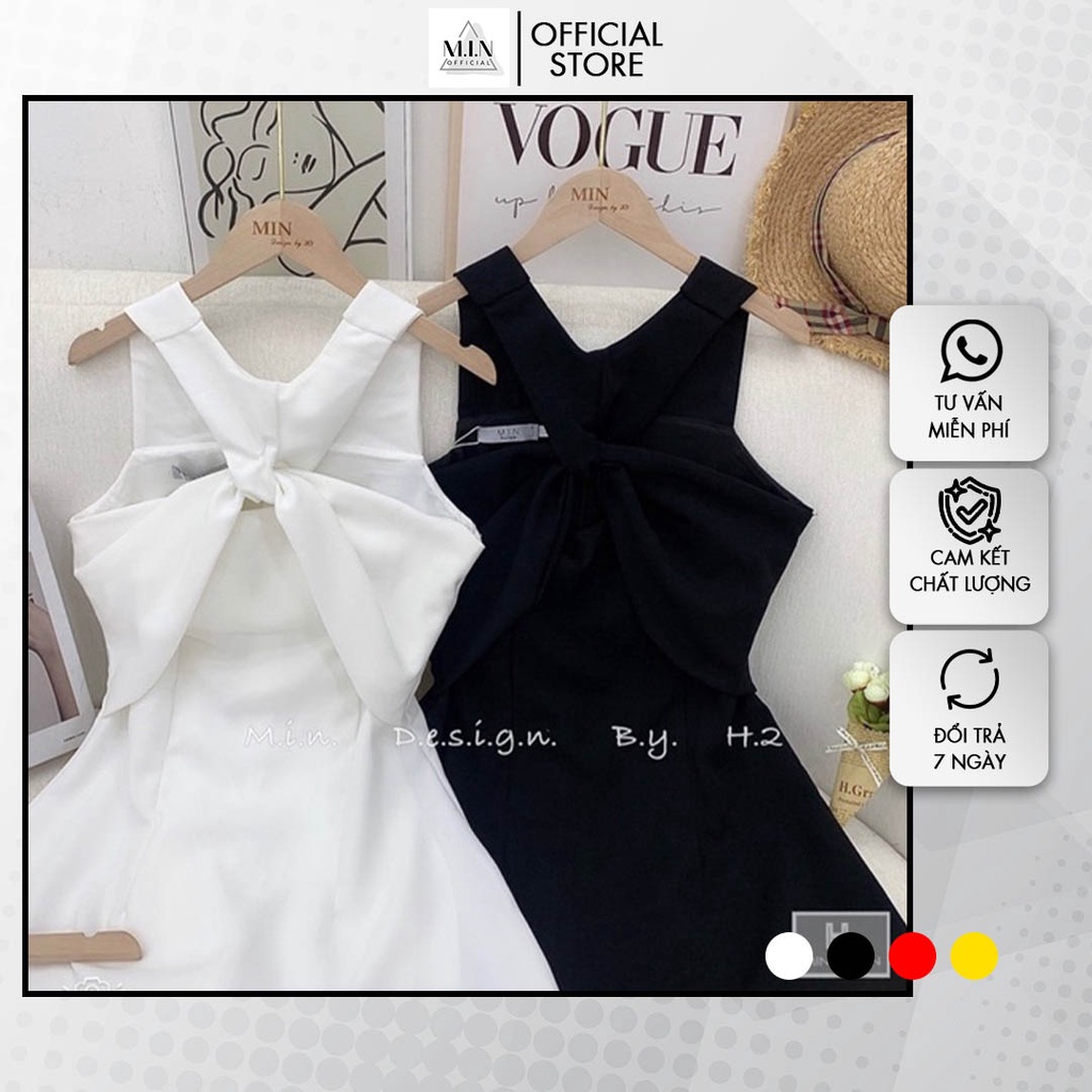 Váy thắt nơ cổ siêu đẹp, 2 màu đen và trắng cho chị em lựa chọn -T012