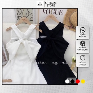 Váy thắt nơ cổ siêu đẹp, 2 màu đen và trắng cho chị em lựa chọn -T012