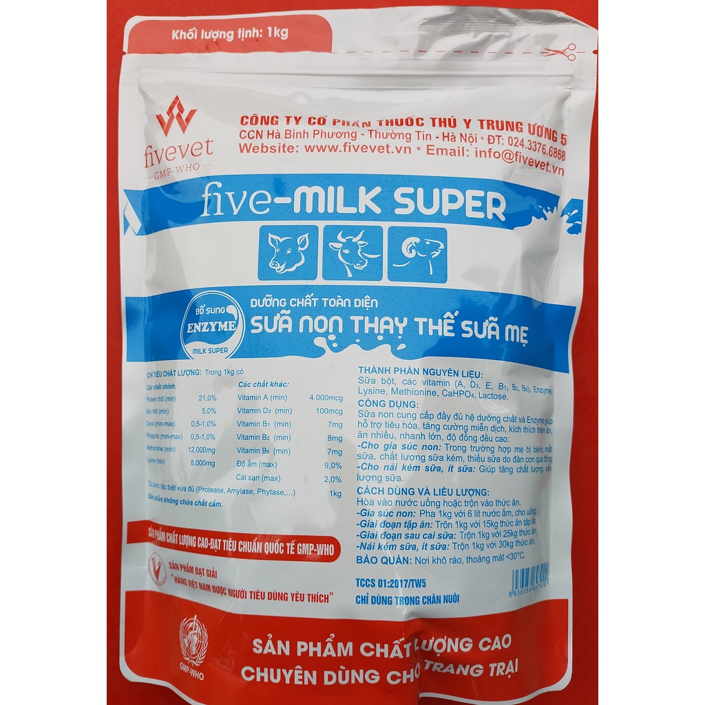 1 kg PLUS – MILK Đạm sữa Và FIVE-MILK SUPER Sữa non cao cấp chuyên dùng cho heo sơ sinh, heo tập ăn, heo con, heo nái
