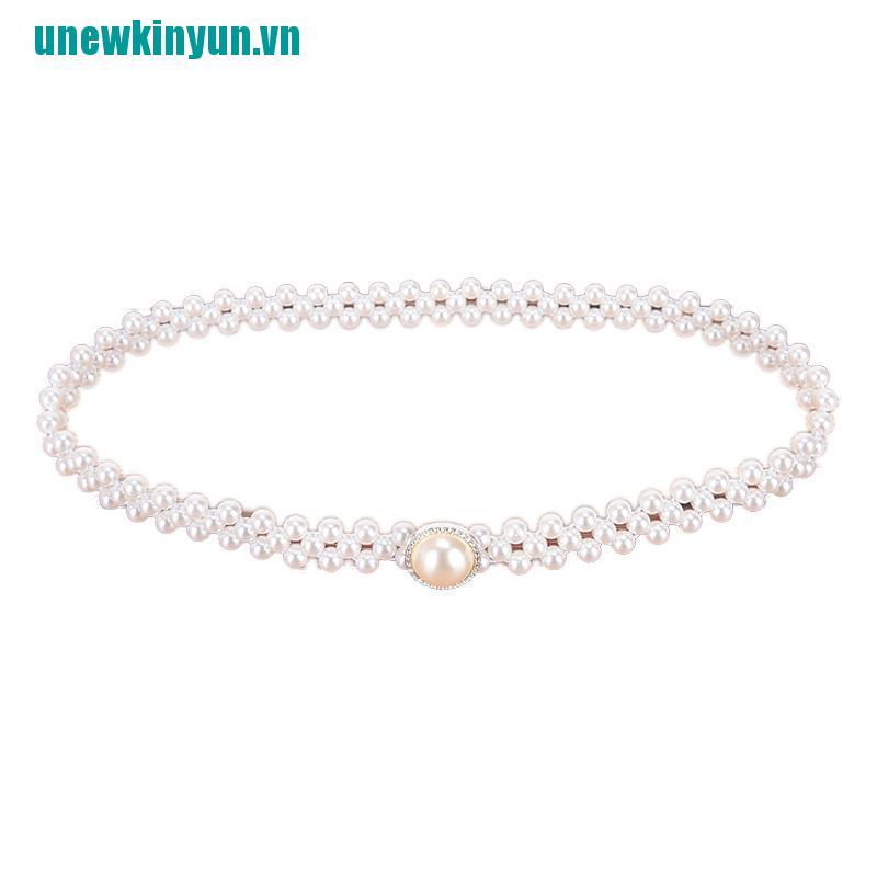 Uny☌Thắt Lưng Chuỗi Hạt Ngọc Trai Mặt Hoa Cho Nữ