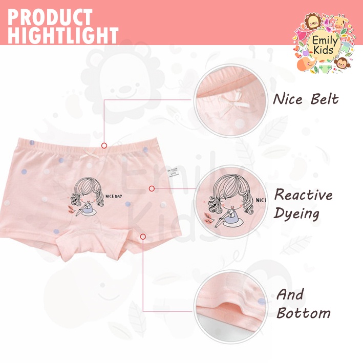 Bộ 5 Quần Lót Boxer Bằng Cotton Tinh Khiết In Họa Tiết Hoa Thoải Mái Cho Bé Gái 3-12 Tuổi