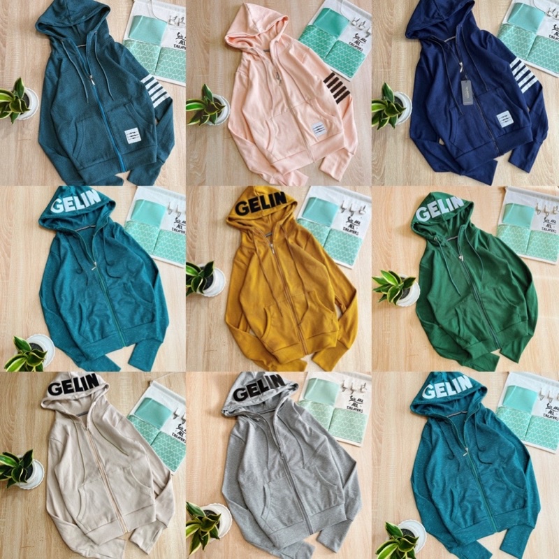 Áo khoác thun gân thêu chữ xỏ ngón ( kèm túi trong )