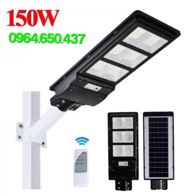 Đèn Đường Năng Lượng Mặt Trời 150W(Hình thực tế).Bảo hành 24 tháng. (Đã gồm Remote & Trụ Đỡ)