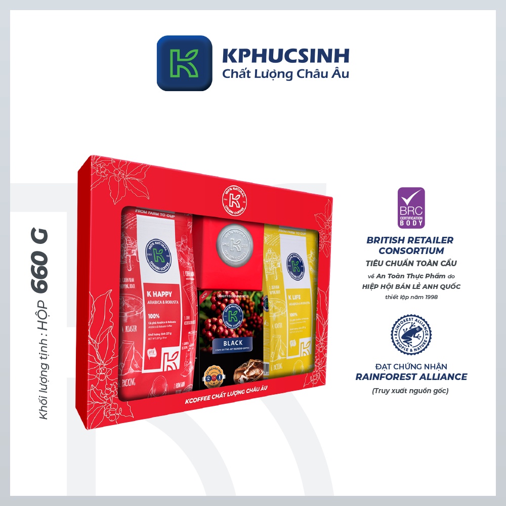 Combo hộp quà cà phê rang xay Love Box 3 KPHUCSINH - Hàng Chính Hãng