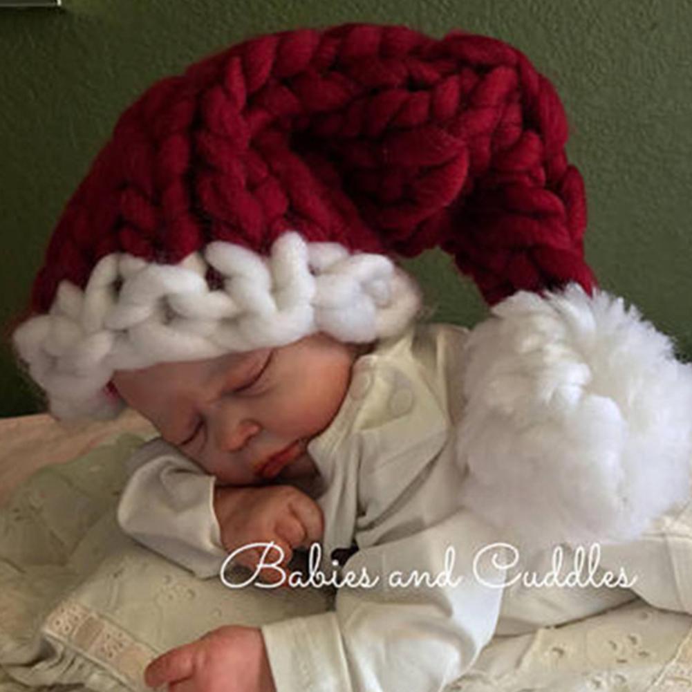 Mũ ông già noel kiểu đan móc mềm mại cho người lớn và trẻ em