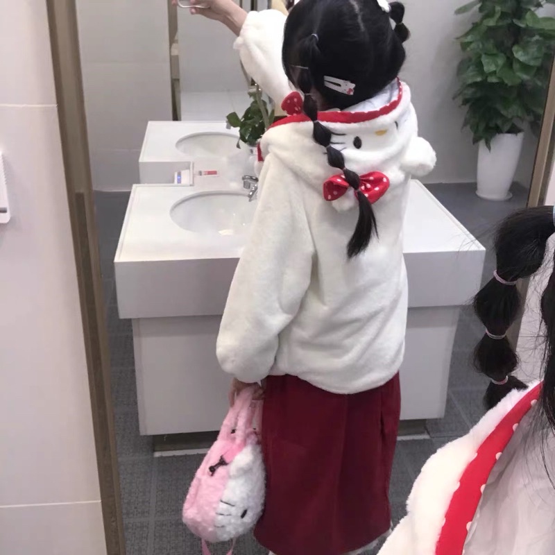 Áo khoác lông sưởi ấm mùa đông hello kitty