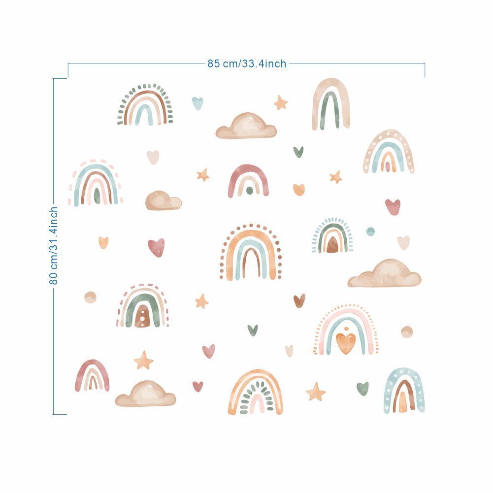 Giấy Dán Tường Hình Cầu Vồng Hoạt Hình Dễ Thương Cho Phòng Trẻ Em
