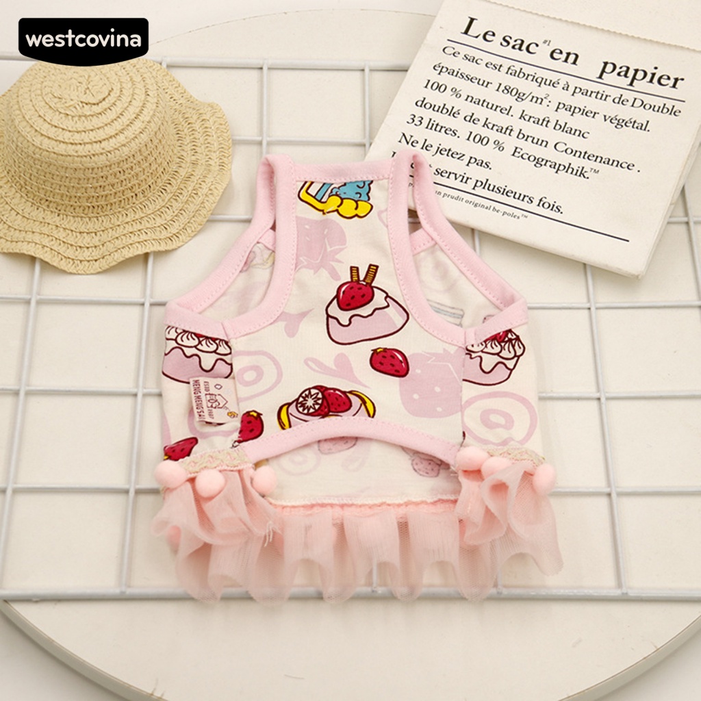 Áo Thun Mềm Mại Họa Tiết Bánh Kem Cho Thú Cưng