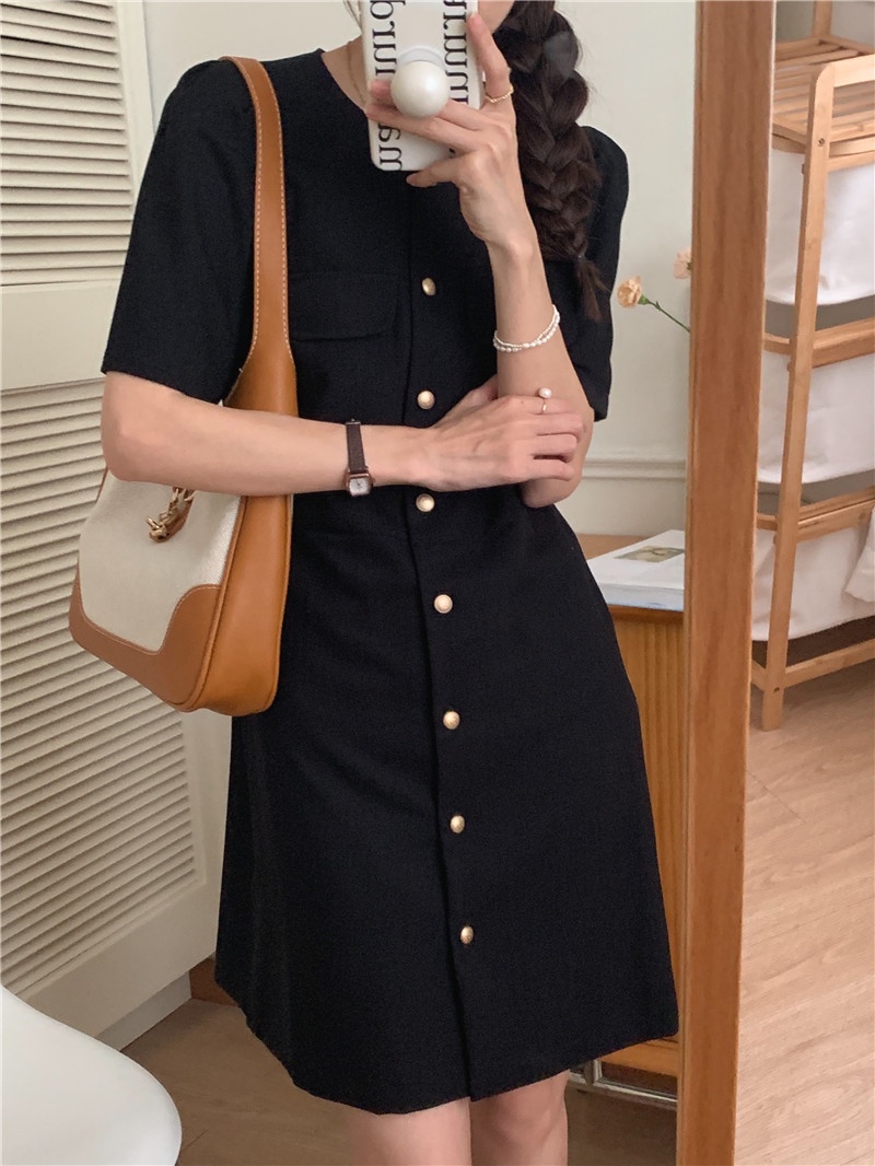 Đầm Ngắn Tay Phong Cách Hàn Quốc Đơn Giản Dễ Phối Đồ 54221