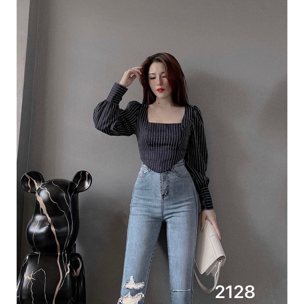 Quần jean nữ lưng cao siêu co giãn kiểu quần bò rách hàng VNXK MS2128 thời trang bigsize 2KJean