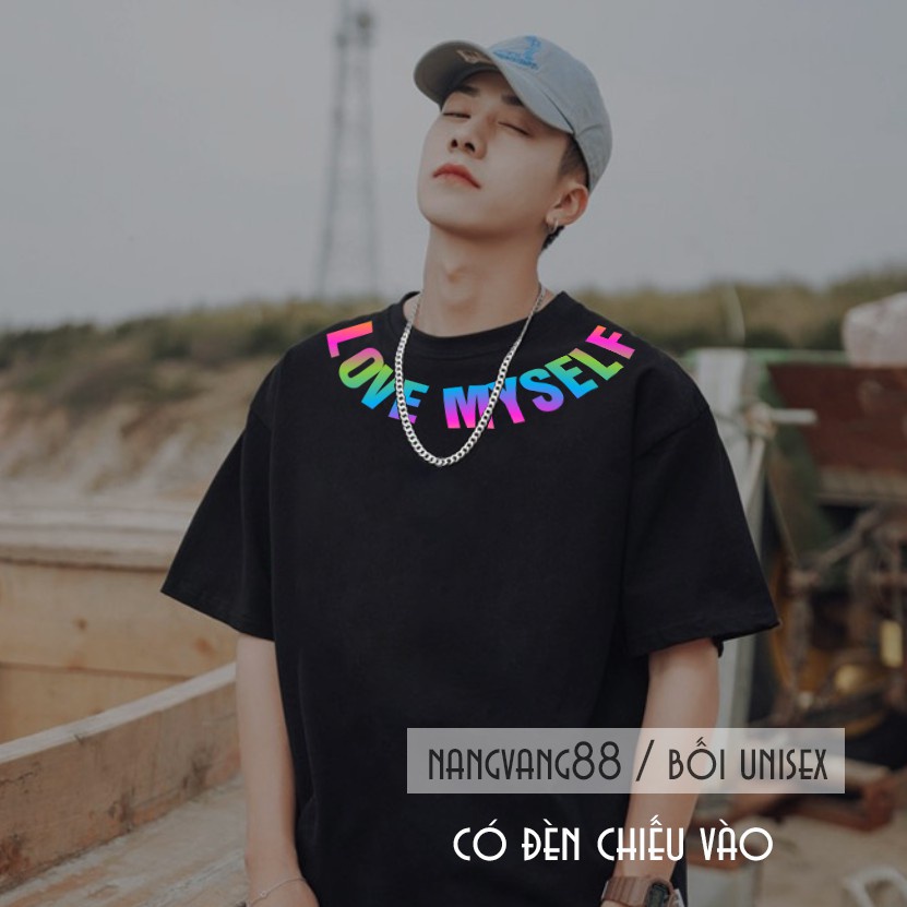 Áo thun form rộng ngắn tay in phản quang Love,Áo phông mặc đôi,nhóm,lớp