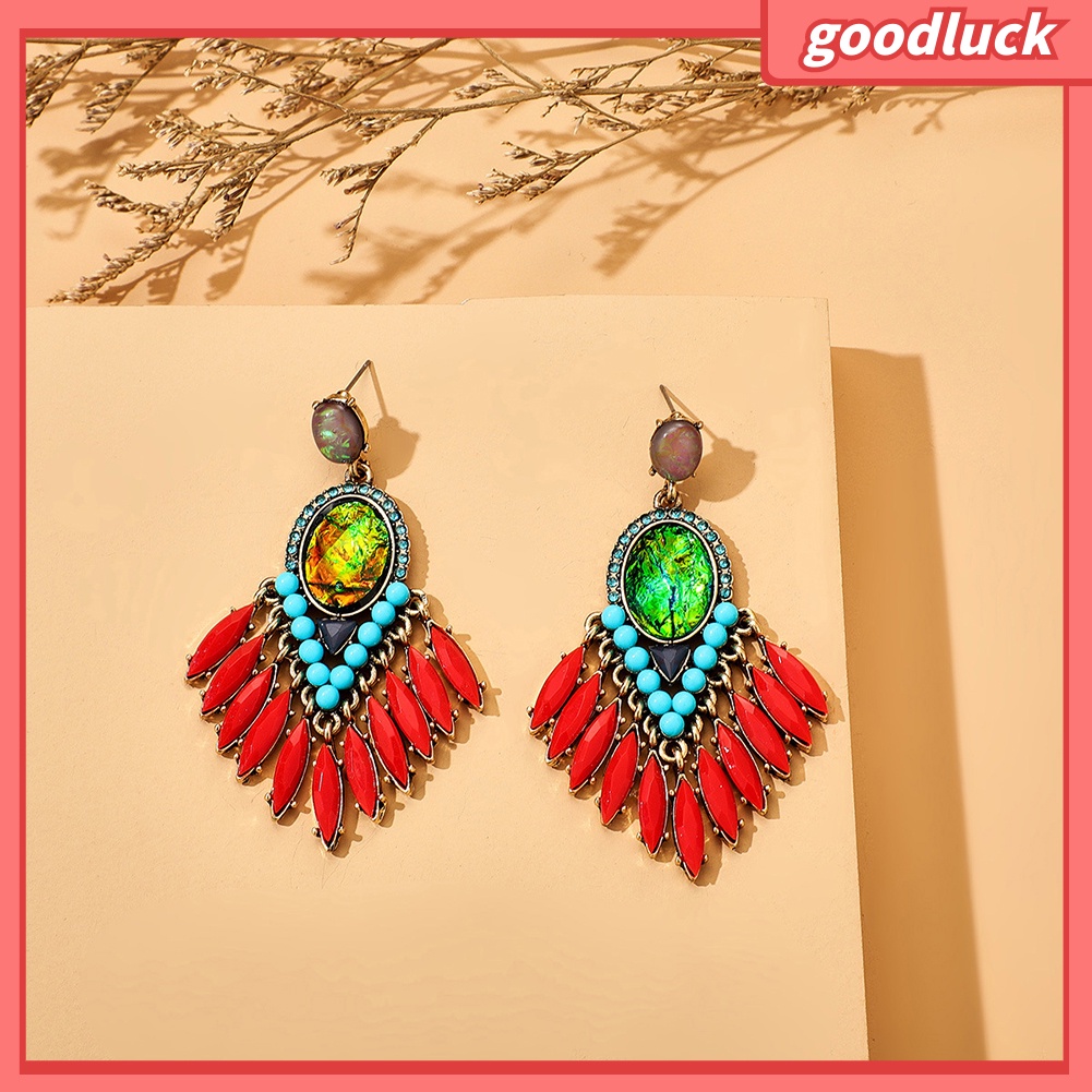 ps/Baroque Women Rhinestone Inlaid Geometric Dangle Ear Stud Earrings Party Jewelry