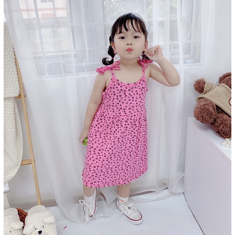 Váy thun 2 dây thắt nơ bé gái