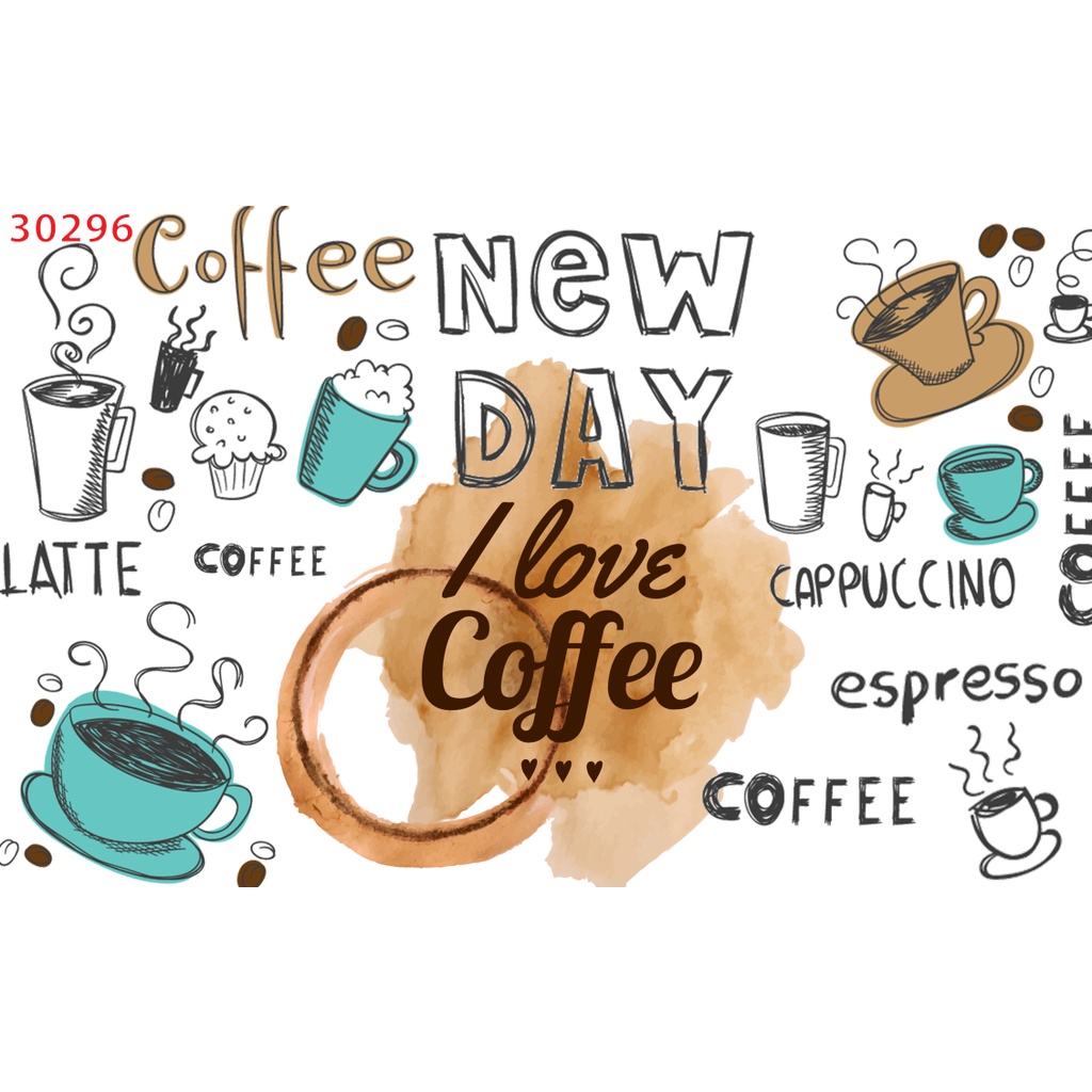 Tranh Quán Cafe, Trà Sữa, Trang Trí Cửa Hàng âm nhạc, cốc cà phê, hạt cà phê, in kích thước theo yêu cầu, không giới hạn