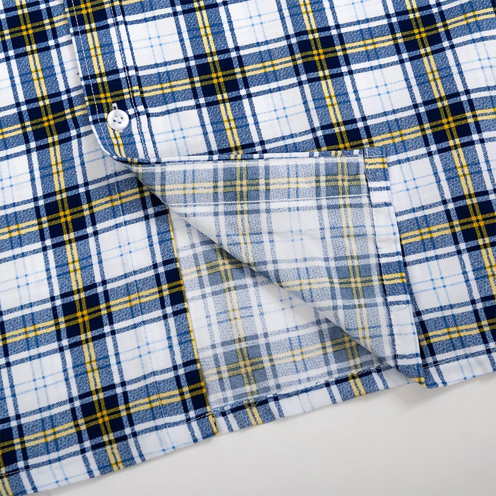 Áo Sơ Mi Nam Công Sở Trung Niên Thương Hiệu ANTON Ngắn Tay Kẻ Caro Xanh Trắng Vải Cotton V820 | BigBuy360 - bigbuy360.vn