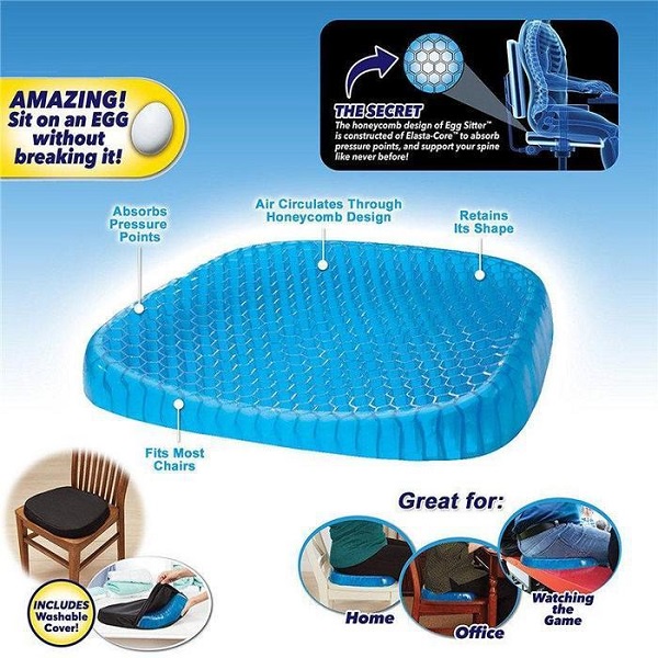 Đệm Ngồi 3D Thoáng Khí, Đệm Gel Tổ Ong Đàn Hồi Lót Ghế