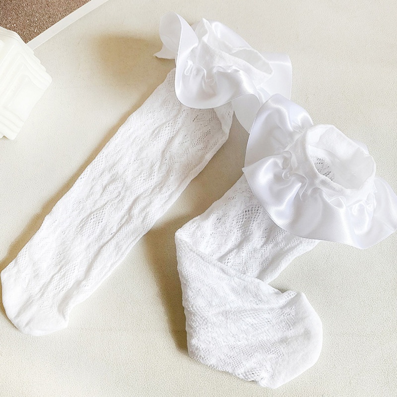 Xixi Đôi Tất Chân Cao Qua Gối Vải Satin Phối Ren Lưới Mỏng Phong Cách Lolita Nhật Bản Dành Cho Nữ