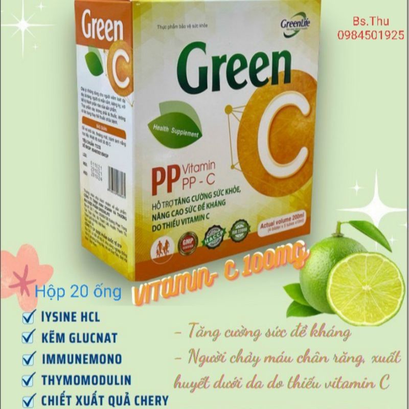 Green c hộp 20 ống uống bổ sung vitamin, lysin, kẽm - ảnh sản phẩm 1