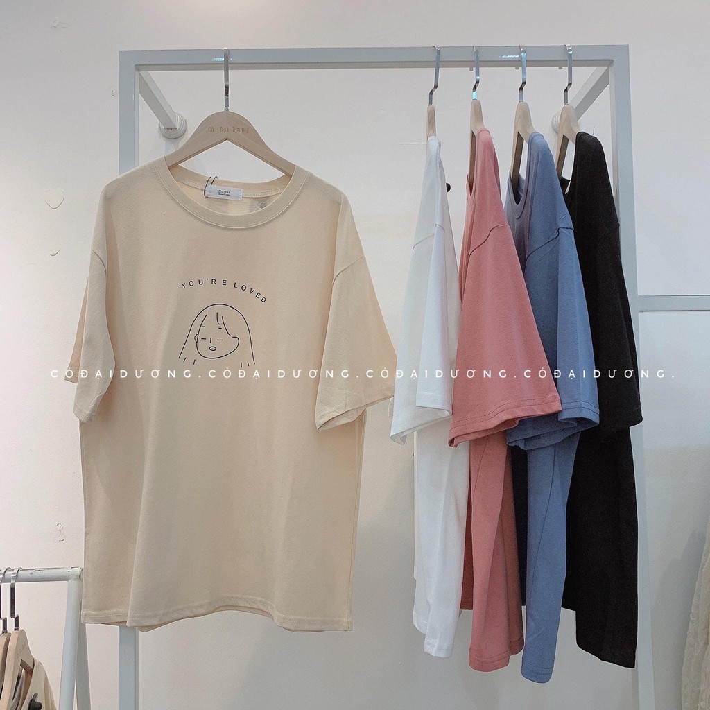 Áo Phông Nữ Cô Gái Love  Nana's House - FREESHIP  Áo thun nữ form rộng tay lỡ Ulzzang 4 màu Basic
