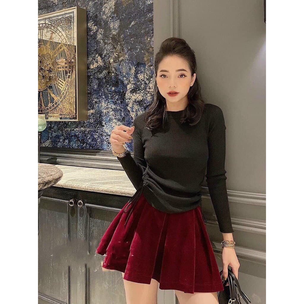 áo len nữ rút dây sườn chất len tăm siêu đẹp co giãn - áo len tăm giữ nhiệt thu đông nữ | BigBuy360 - bigbuy360.vn