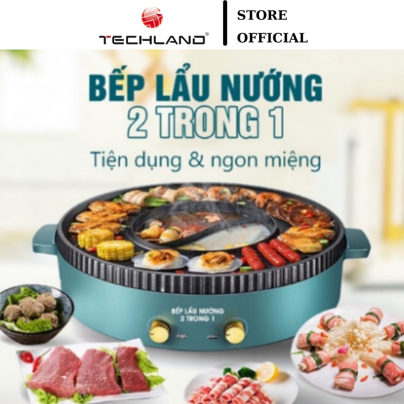 Bếp Lẩu Nướng Đa Năng 2 Ngăn MISU CHÍNH HÃNG 1500W, Có 2 Mâm Nhiệt Chống Dính An Toàn. Bếp lẩu nướng MISU