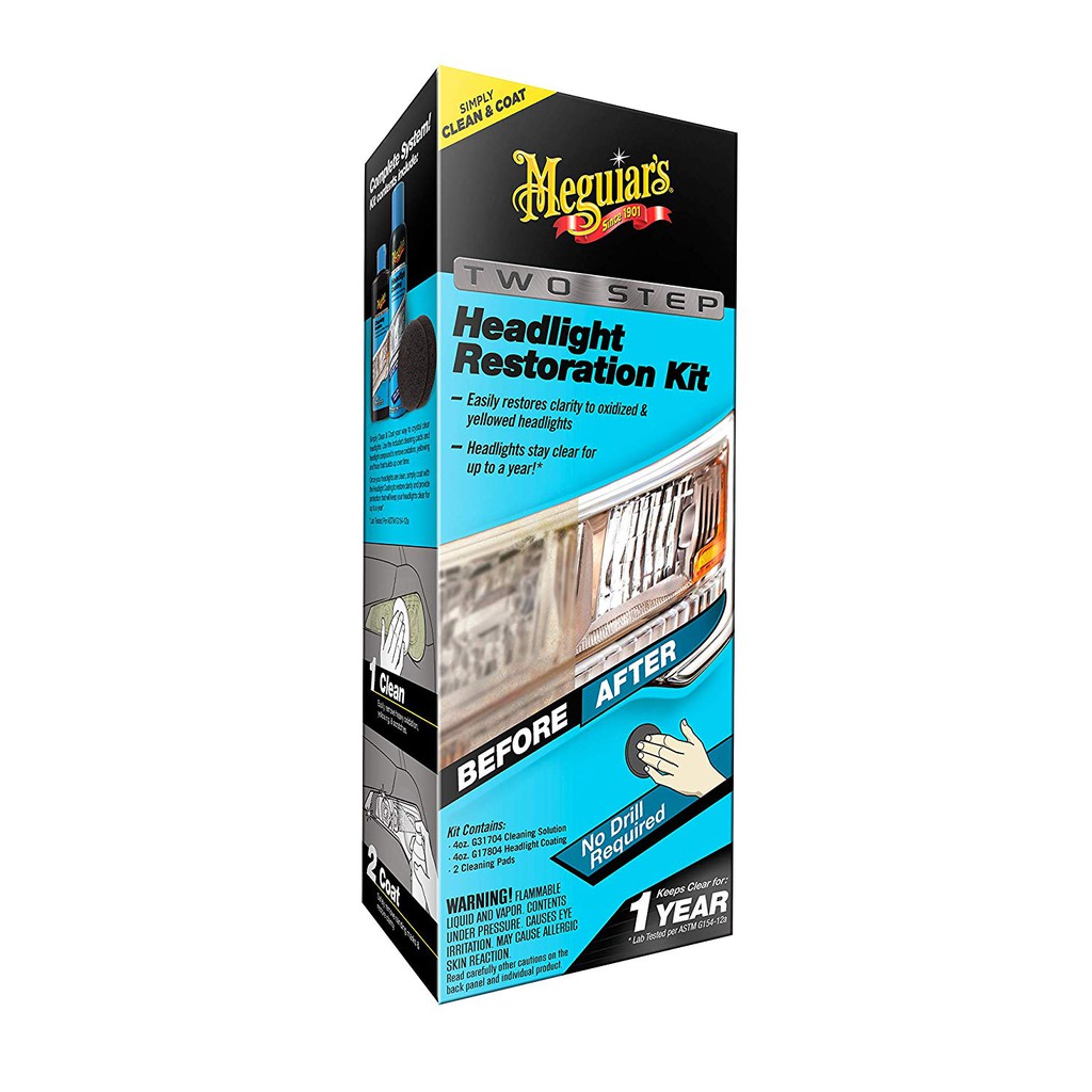 Meguiar's Bộ sản phẩm làm sạch đèn pha 2 bước - Two step Headlight Restoration Kit - G2970.