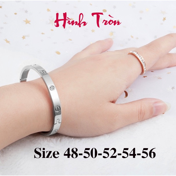 Vòng tay nữ titan cao cấp đính đá hình tròn nhiều size dễ chọn, đem lại vẻ đẹp sang trọng cho người đeo