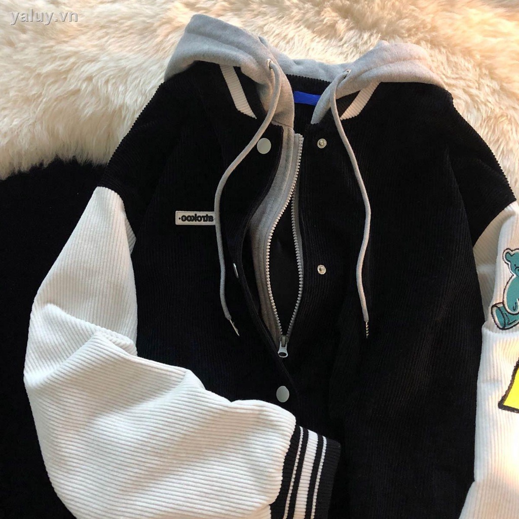 Áo khoác bóng chày giả hai lớp dáng rộng thời trang mùa thu Âu Mỹ trẻ trung cho nữ #24