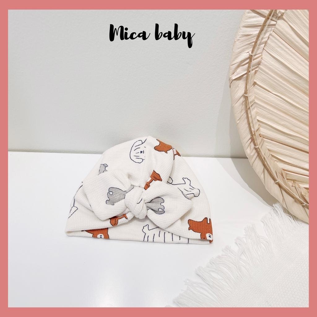 Mũ turban hoa tiết ba chú cún dễ thương cho bé Mica Baby MTB149