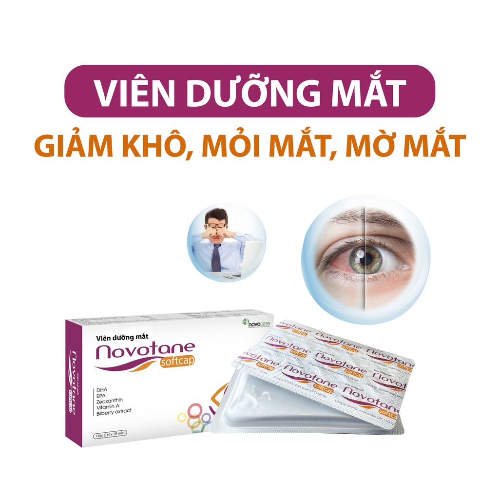 Viên Dưỡng Sáng Mắt Novotane Softcap - Bổ sung bộ 3 dưỡng chất vàng cho mắt - Tăng cường thị lực, giảm khô mỏi mắt