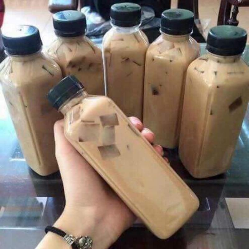 [HÀ NỘI] chai nhựa 400ml làm trà sữa , trà thái kèm nắp đen