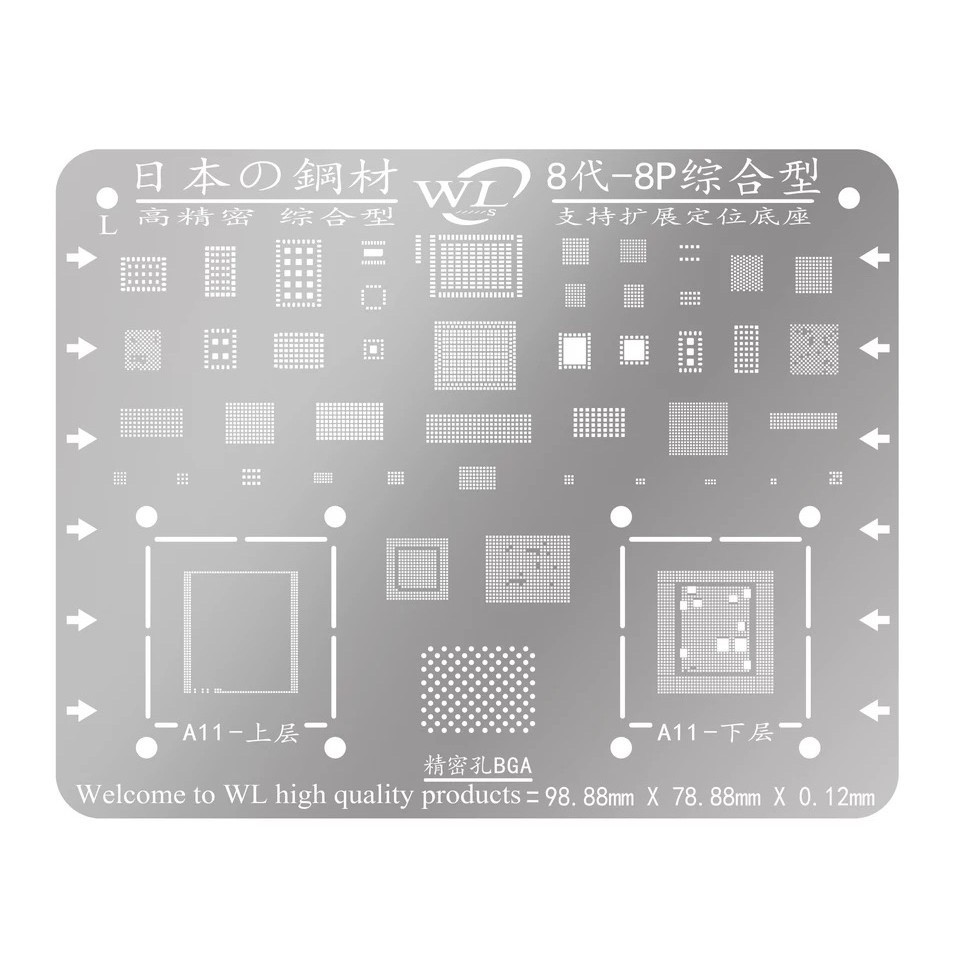 VỈ LÀM CHÂN IC LỖ VUÔNG IPHONE 5G--12PRO MAX